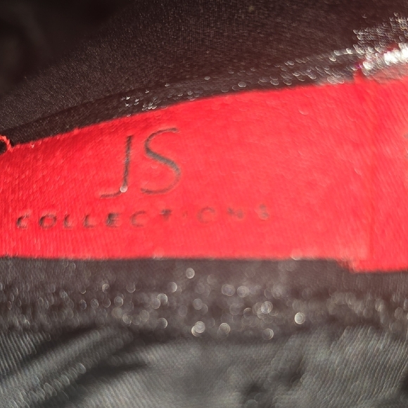 JS Collections Black Lined Shimmer Asymmetrical Maxi Skirt for a Night Out - Picture 7 of 10